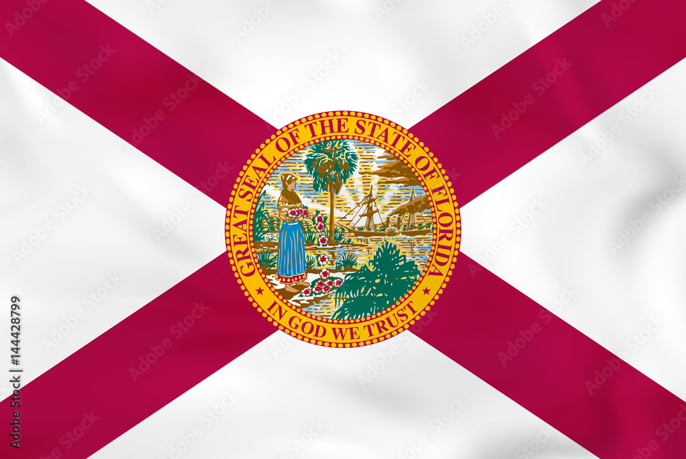 Fototapeta premium Florida waving flag. Florida state flag background texture.