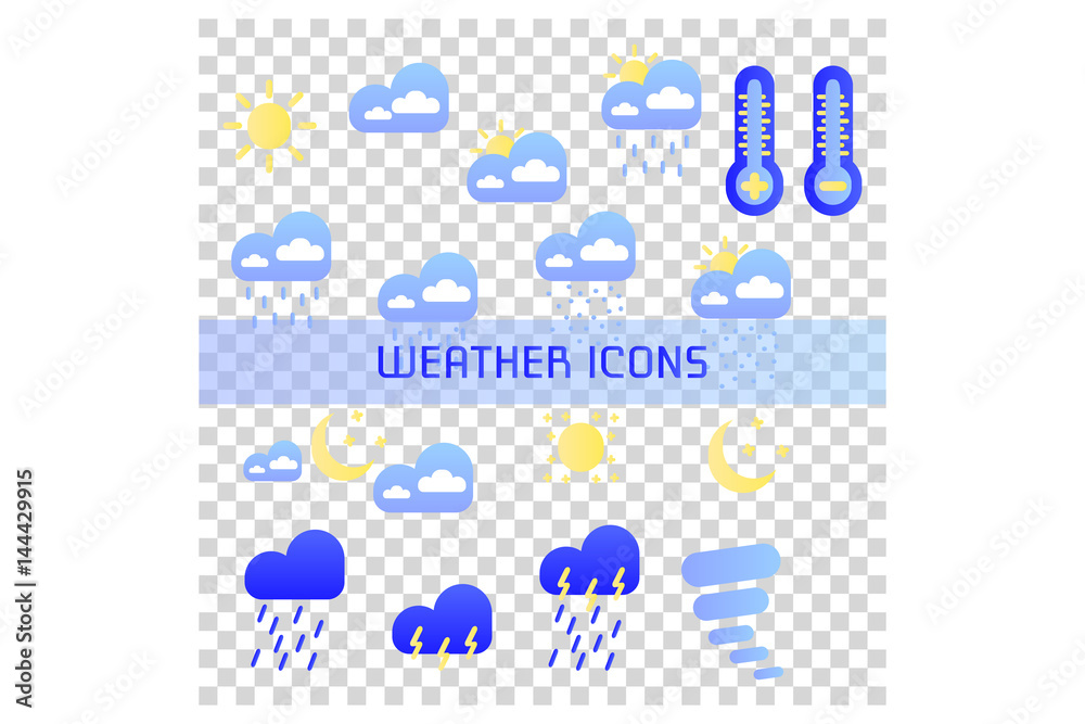 Weather icons. Vector Illustration. 