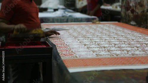 Block Printing for Textile in India. Jaipur Block Printing Traditional Process. photo