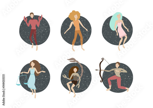 zodiac signs. vector illustration. cancer, leo, virgo, libra, scorpio, sagittarius