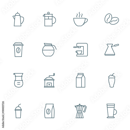 Coffee set of vector icons