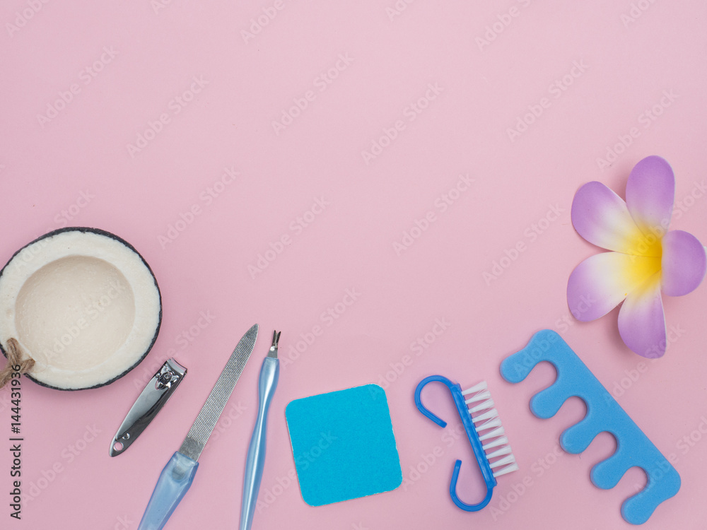 Aromatherapy product Spa set ,candle ,soap,coconut,flower,shell, massage with pink color background . Aromatherapy product Spa set ,candle ,soap,coconut,flower,shell, massage with pink color background .