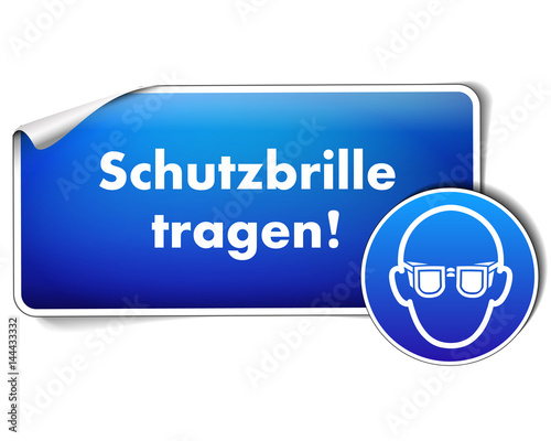 Schutzbrille tragen, Sicherheitsaufkleber vektor illustration