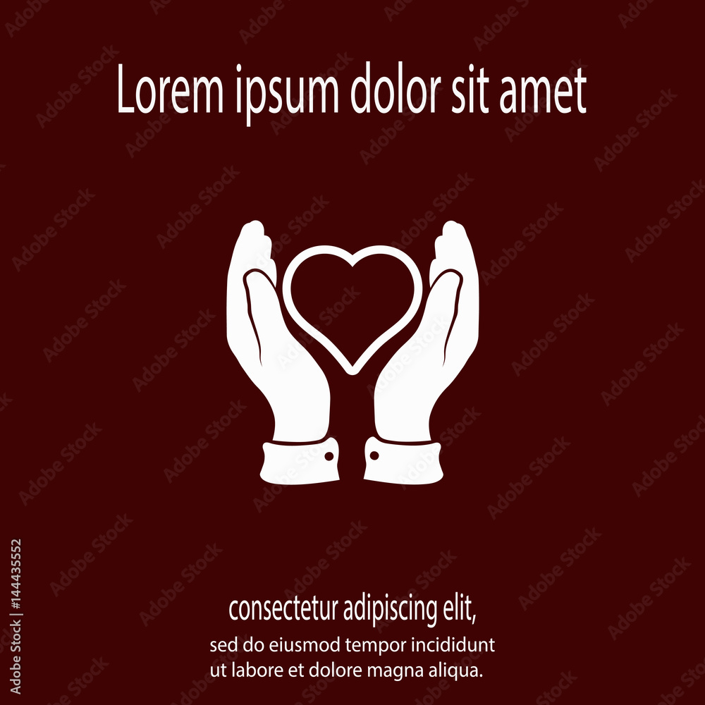 heart in hand icon, vector illustration. Flat design style heart in hand icon, vector illustration. Flat design style