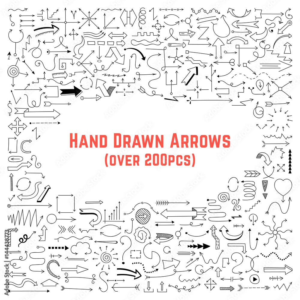 set of black hand drawn arrows