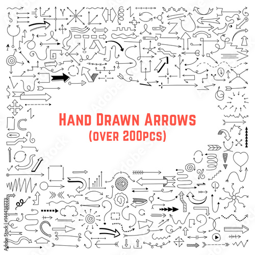 set of black hand drawn arrows