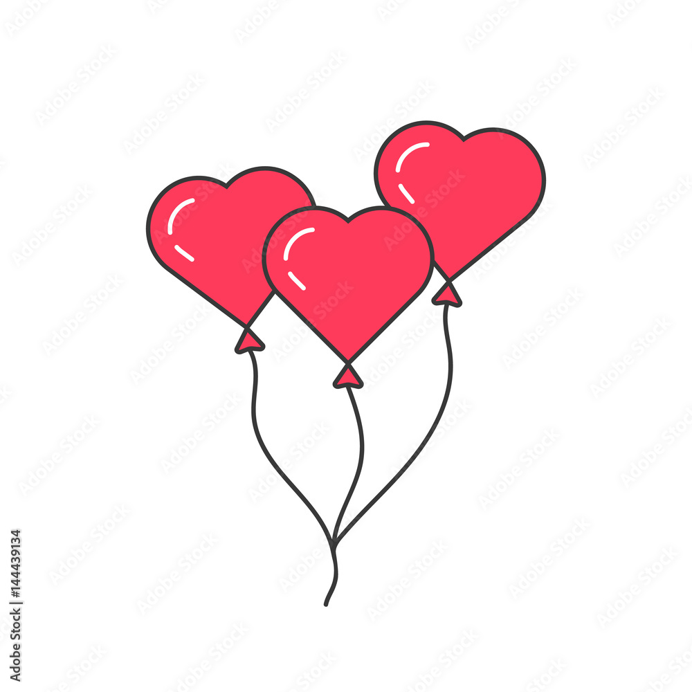 pink outline balloon like heart