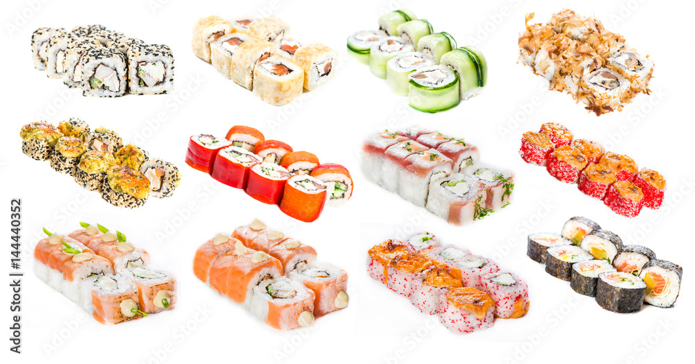 Set sushi roll isolated Set sushi roll isolated