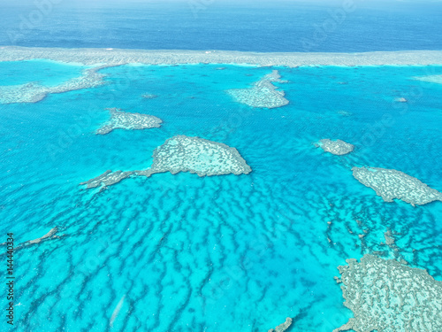 Aerial view of Great Barrier Reef in Whitsundays  Queensland  Australia