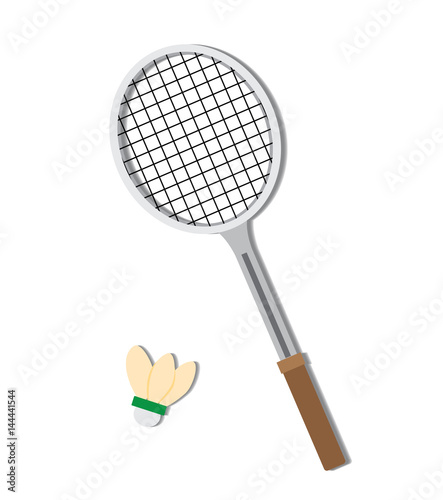 Vector of Badminton racket and white shuttlecock