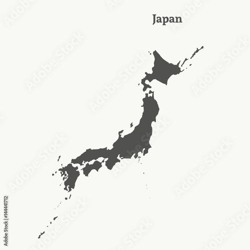 Outline map of Japan. vector illustration.