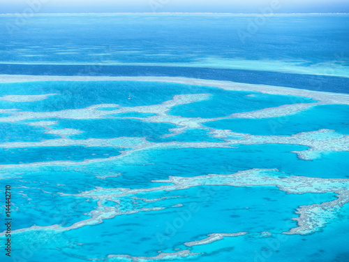 Aerial view of Great Barrier Reef in Whitsundays, Queensland, Australia