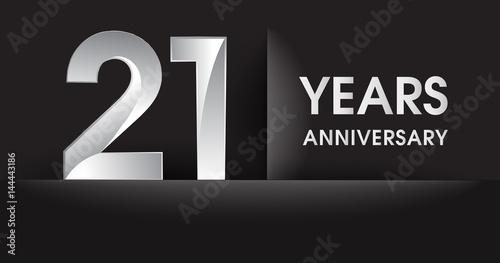 twenty one years Anniversary celebration logo, flat design isolated on black background, vector elements for banner, invitation card for celebrating 21st birthday party