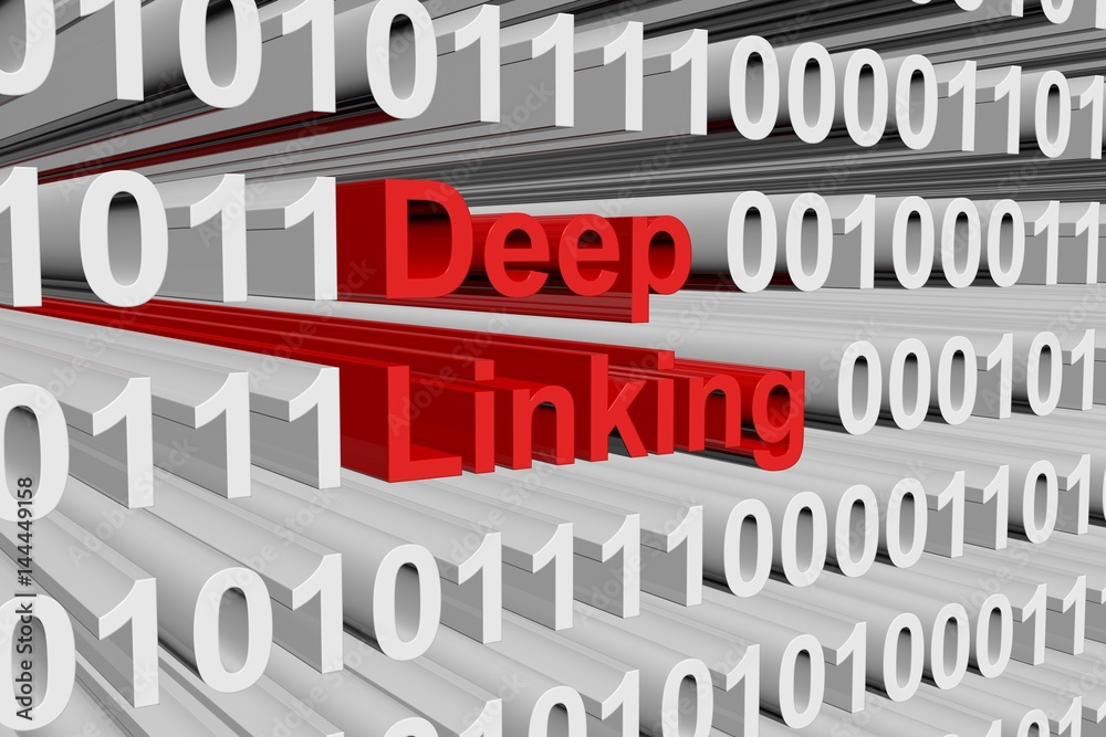 Deep linking as a binary code 3D illustration