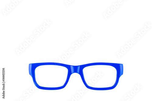 Front view of blue eyeglasses isolated on white background