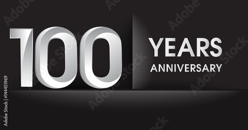 one hundred years Anniversary celebration logo, flat design isolated on black background, vector elements for banner, invitation card for celebrating 100th birthday party