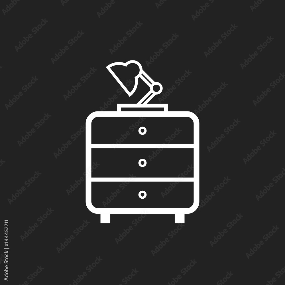 Cupboard with lamp furniture icon. Furniture vector illustration on black background. Cupboard with lamp furniture icon. Furniture vector illustration on black background.