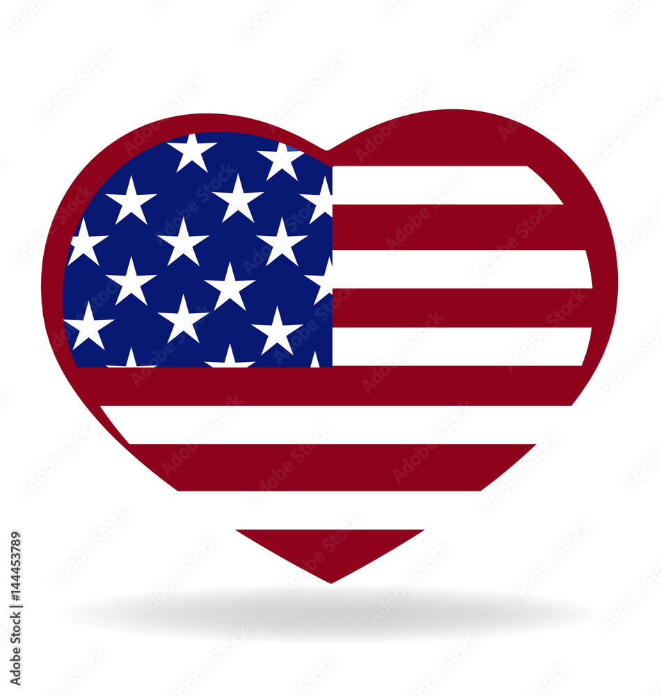 Heart love american flag symbol logo vector image Heart love american flag symbol logo vector image