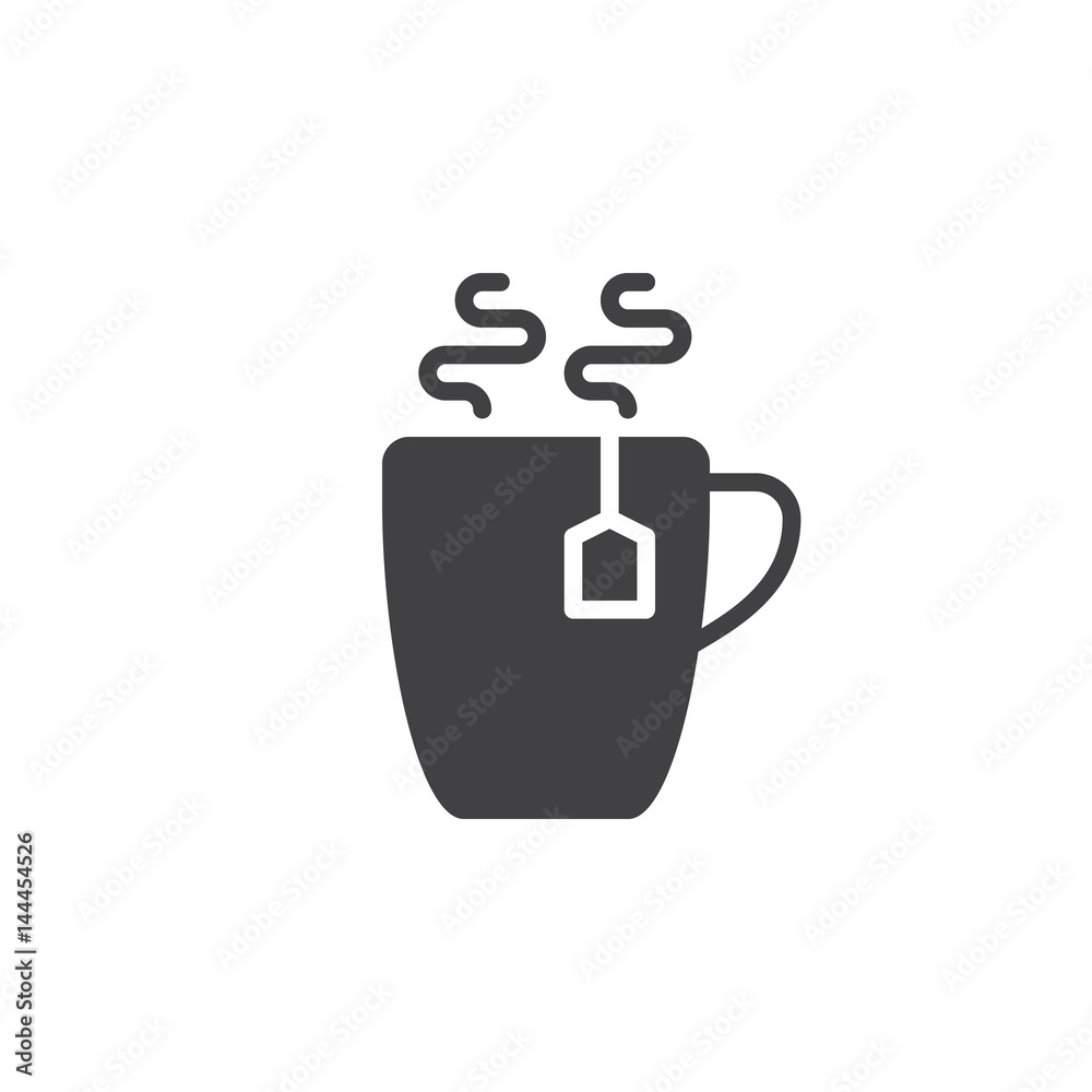 Hot tea cup icon vector, filled flat sign, solid pictogram isolated on white. Symbol, logo illustration. Pixel perfect Hot tea cup icon vector, filled flat sign, solid pictogram isolated on white. Symbol, logo illustration. Pixel perfect