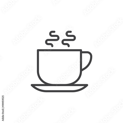 Hot coffee cup line icon  outline vector sign  linear style pictogram isolated on white. Cafe symbol  logo illustration. Editable stroke. Pixel perfect
