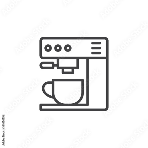 Coffee machine line icon, outline vector sign, linear style pictogram isolated on white. Symbol, logo illustration. Editable stroke. Pixel perfect