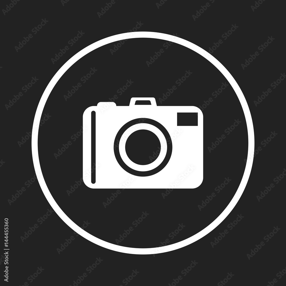 Camera icon logo on black background. Flat vector illustration. Camera icon logo on black background. Flat vector illustration.