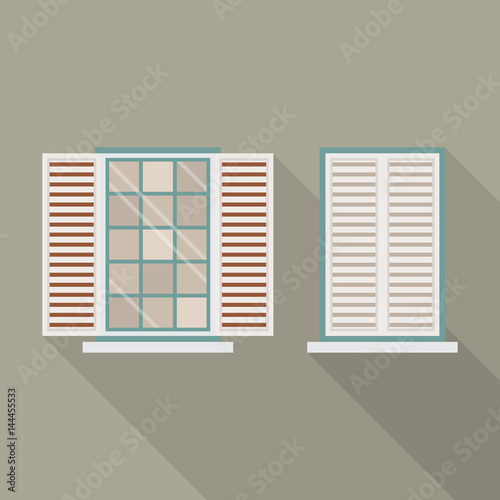 Window with shutters vector illustration. 