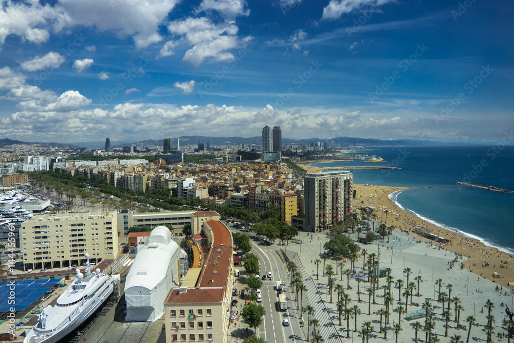 Aerial view of Barcelona Port and la Barceloneta