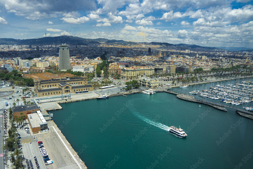 Aerial view of Barcelona Port