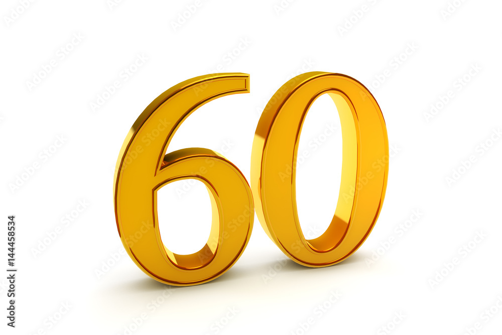 Gold number Sixty on White Gold number Sixty on White