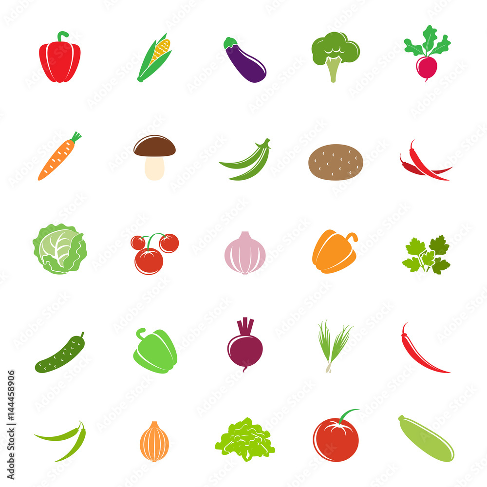 Colorful vegetable silhouettes Colorful vegetable silhouettes