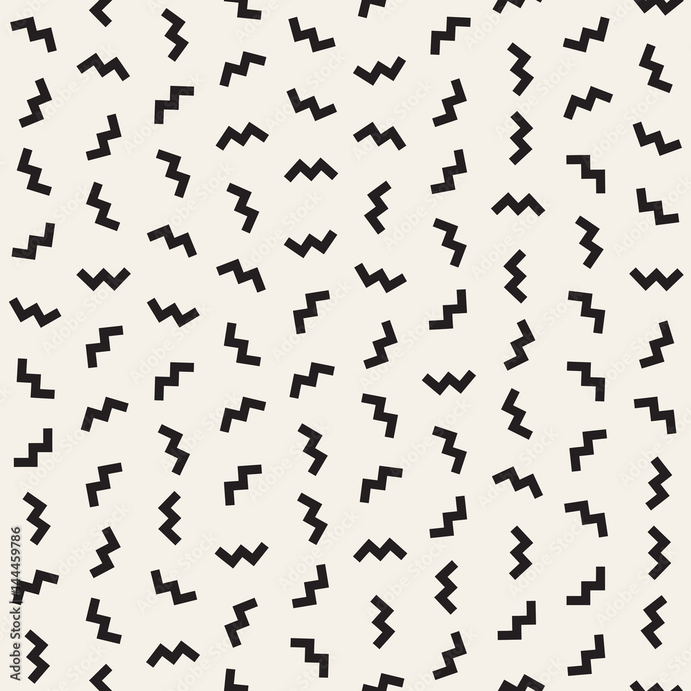 Trendy Texture With Scattered Geometric Shapes. Vector Seamless Pattern.