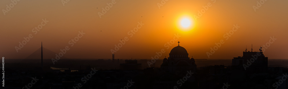 Fototapeta premium Belgarde cityscape sunset