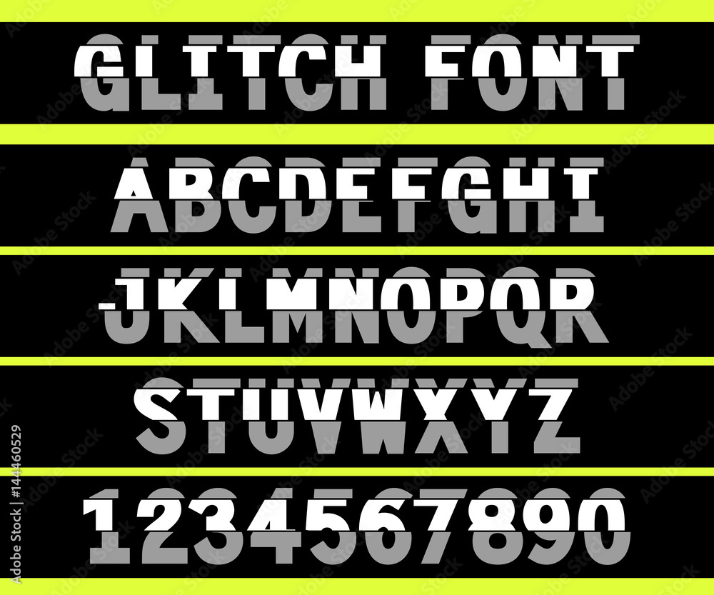 80s style VHS glitch font