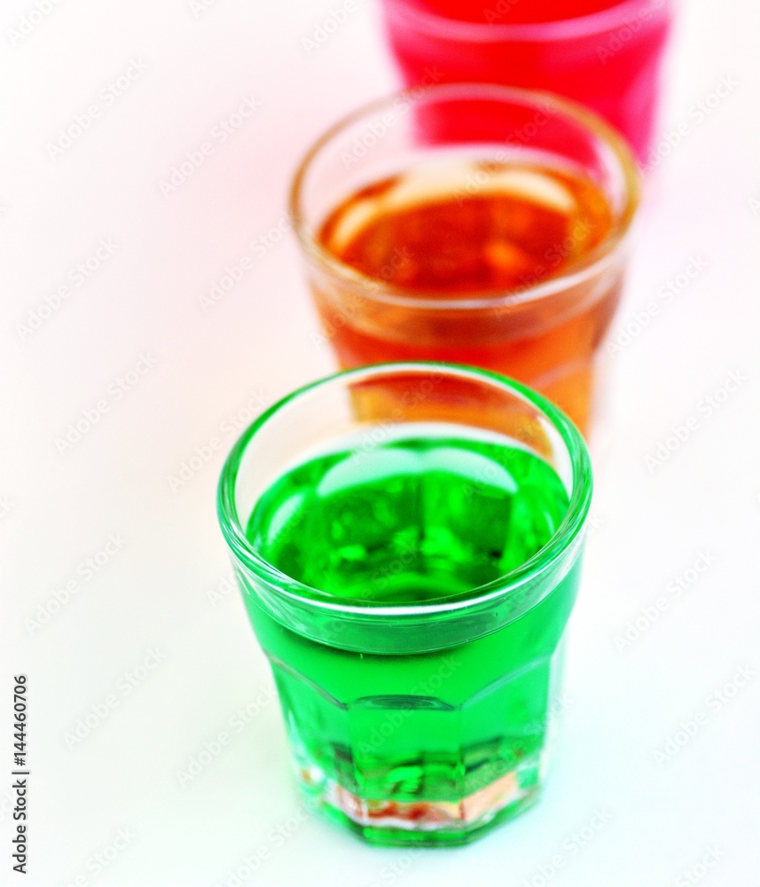 alcohol shots in different colors alcohol shots in different colors