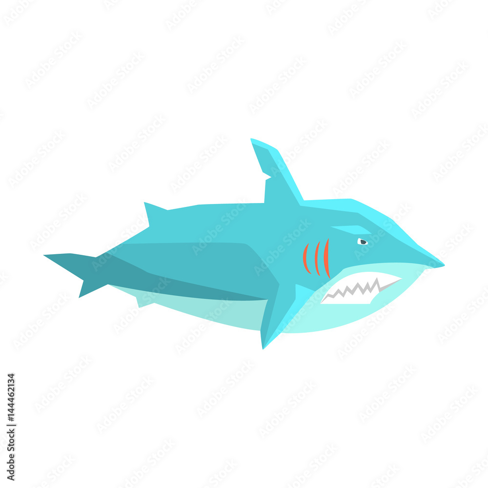Great White Shark Marine Fish Living In Warm Sea Waters Cartoon Character Vector Illustrations Great White Shark Marine Fish Living In Warm Sea Waters Cartoon Character Vector Illustrations