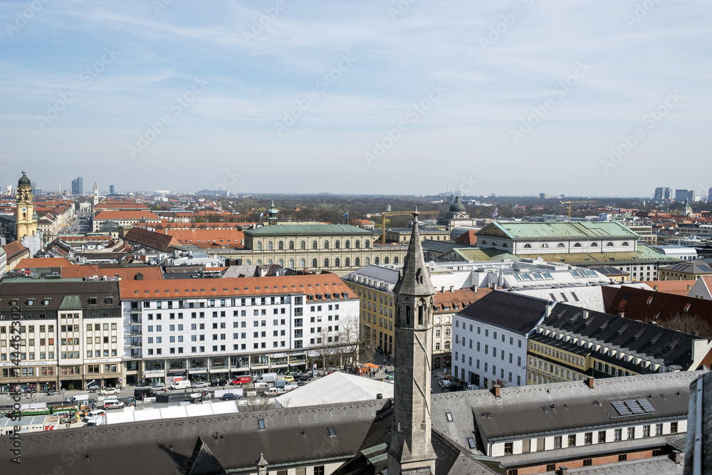 aerial views of Munich from the clock tower of the Town Hall in the Marienplatz