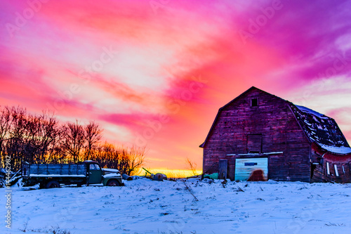Barns on the Prairies in WInter