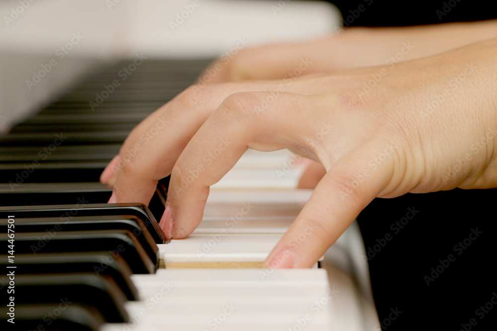 Close-up piano, white and black keyboard