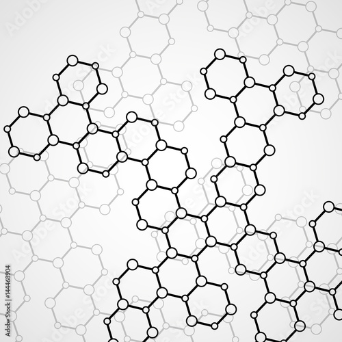 Hexagonal molecule structure of DNA. Geometric abstract background