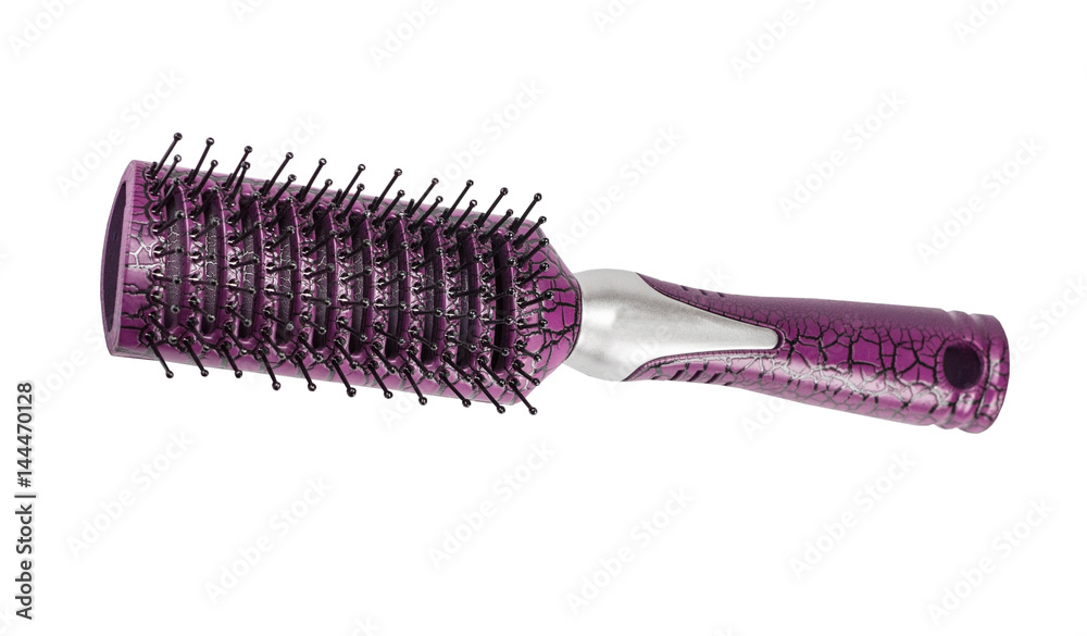 hair comb brush with handle on white hair comb brush with handle on white