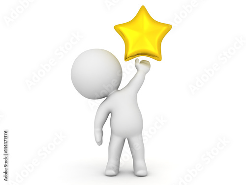 3D Character holding a shiny gold star in his left hand