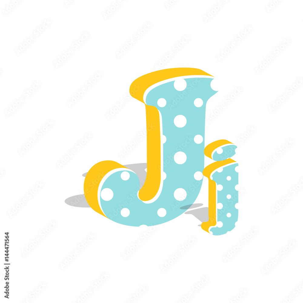Capital and numeric cute dotted 3d letter J isolated on white ...