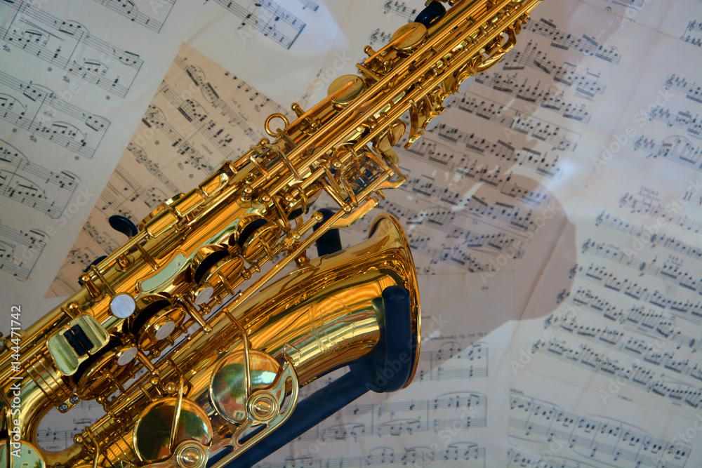 Obraz premium Saxophon, Noten!