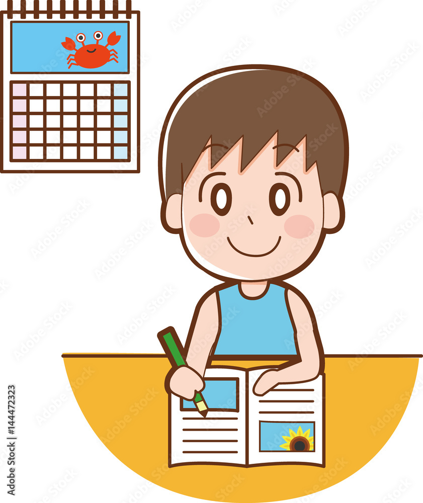 宿題をする少年のイラスト Stock Vector Adobe Stock 宿題をする少年のイラスト Stock Vector Adobe Stock
