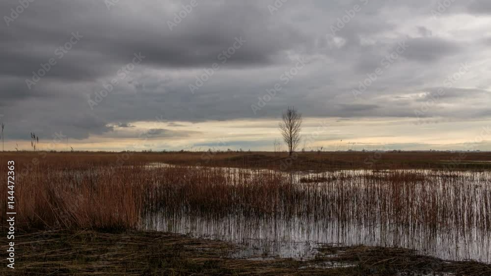 Russia, timelapse. Rapid movement of winter storm clouds over the steppes of the Don. Russia, timelapse. Rapid movement of winter storm clouds over the steppes of the Don.