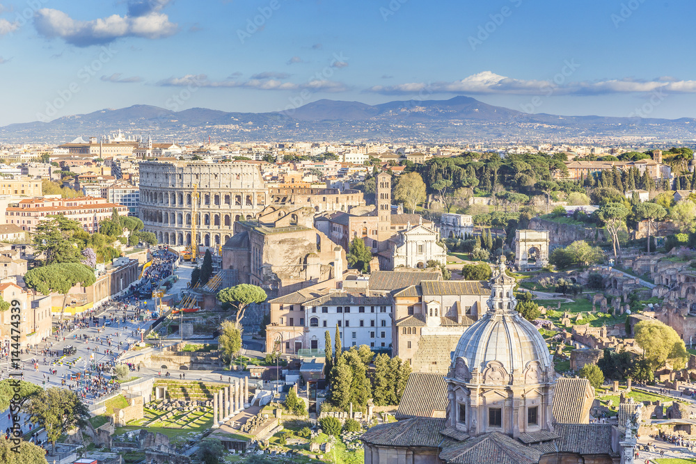 Panorama of the historical part of Rome.Italy