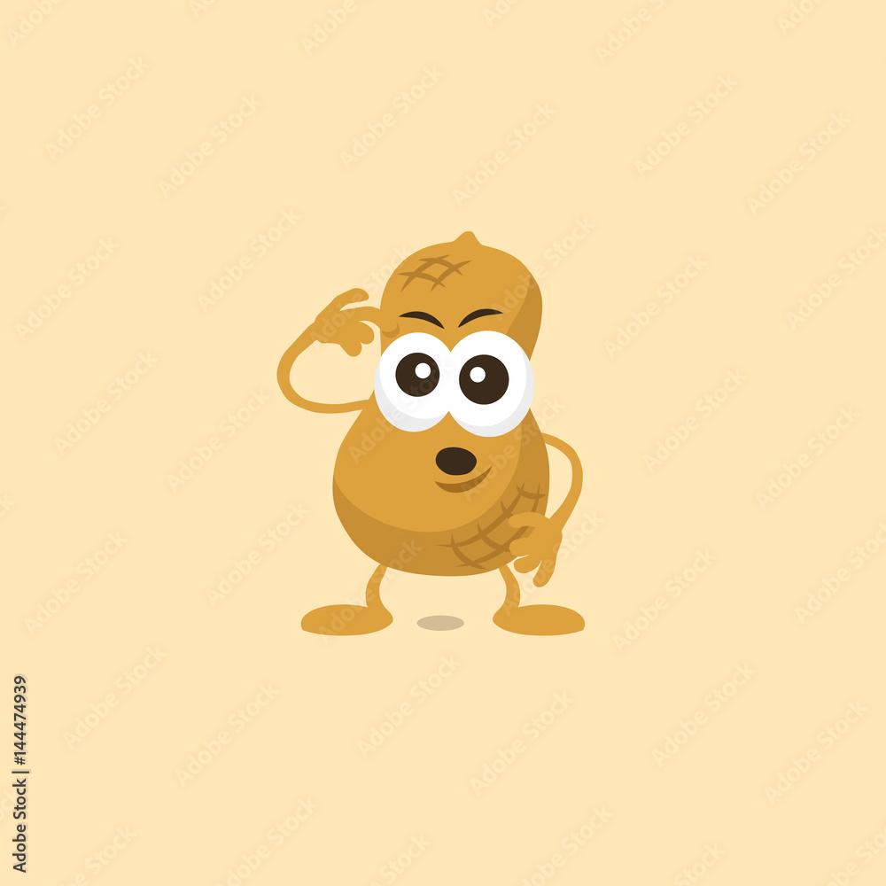 Illustration of cute peanut thinking mascot isolated on light background. Illustration of cute peanut thinking mascot isolated on light background.