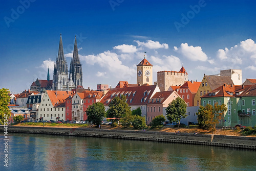 Regensburg an der Donau mit Dom und Altstadt, Bayern
