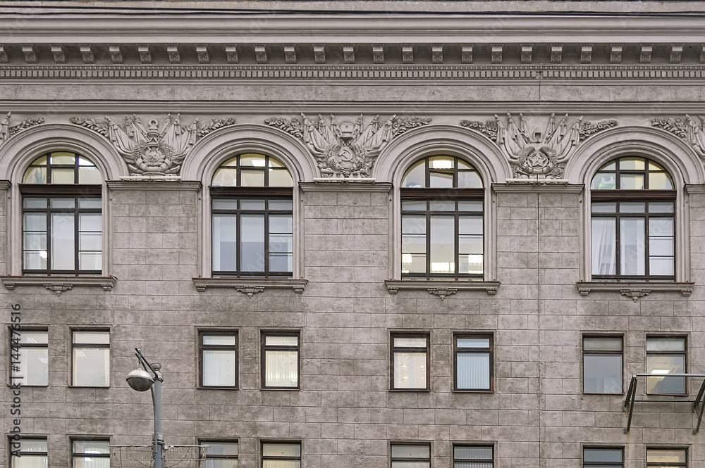 House with moulding in city center of Moscow